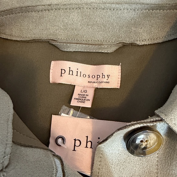 Philosophy Pale Green Faux Suede Jacket, Darling, Classic Sz L NWT - Picture 6 of 8